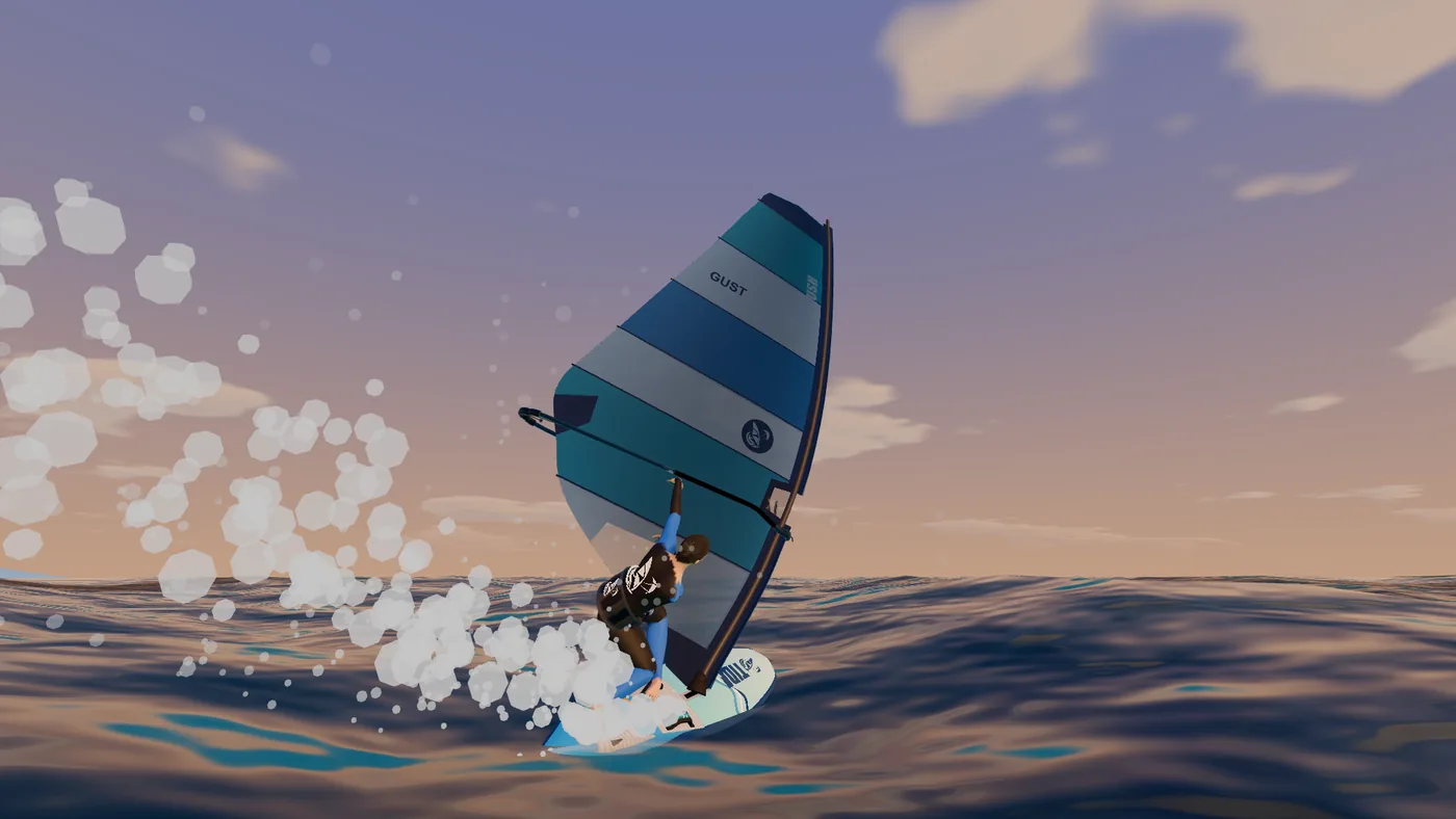 Duck jibe, a vela passa por cima do rider
